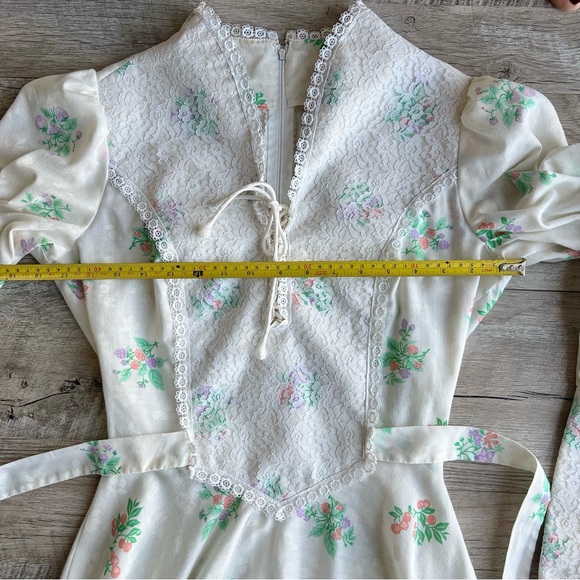 Vintage 1970’s Hippy Prairie Gunne Sax Style Long Sleeve Lace Maxi Dress - Picture 12 of 12